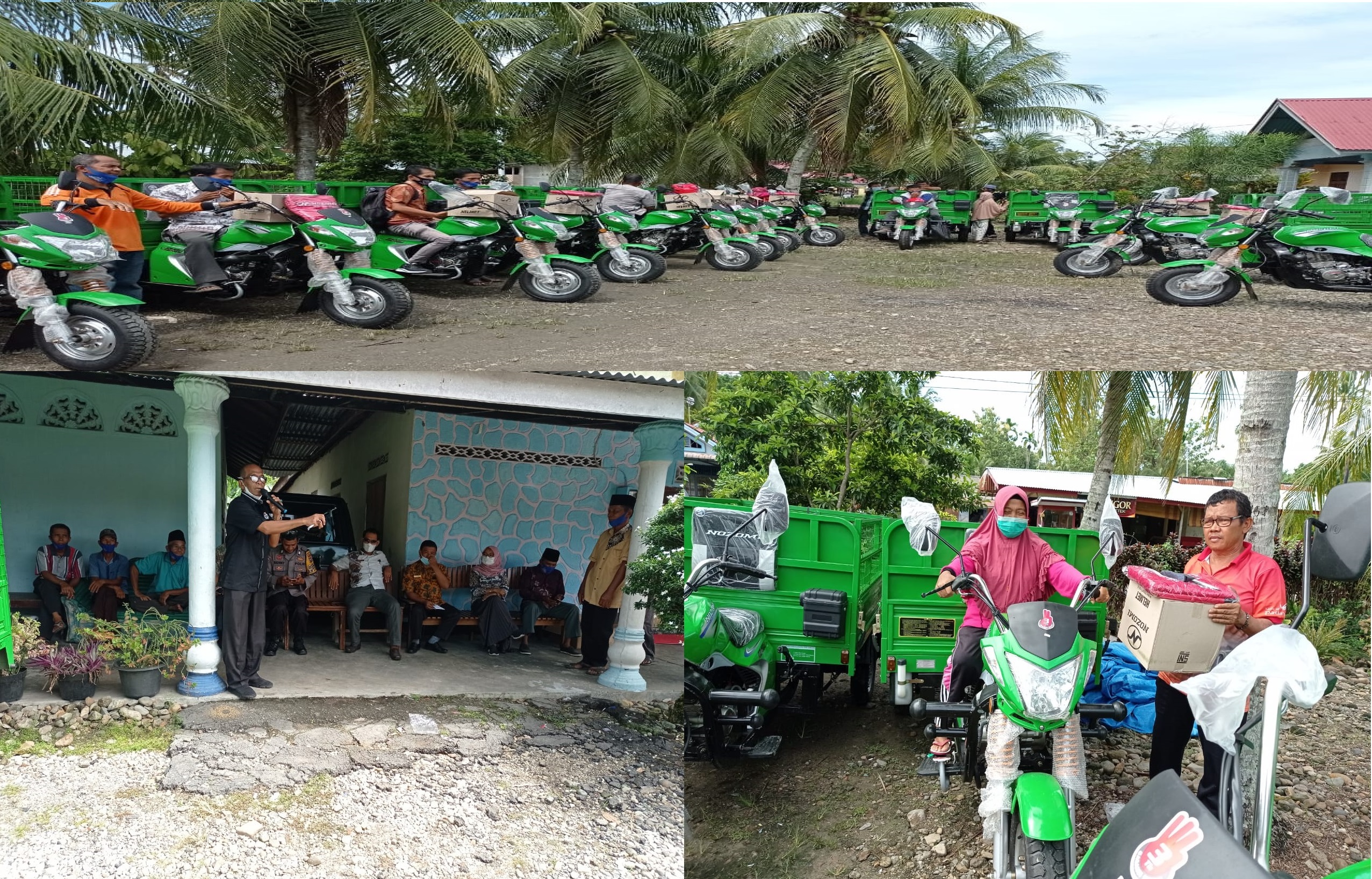 Penyerahan BENTOR (Becak Motor) 15 unit untuk 15 kelompok tani & mesin bajak tani